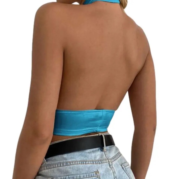 Elegant Blue Halter Top - Picture 2 of 2